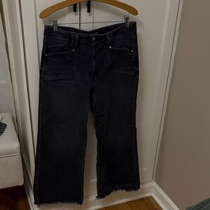 Paige Black Wide Leg Crop Jeans